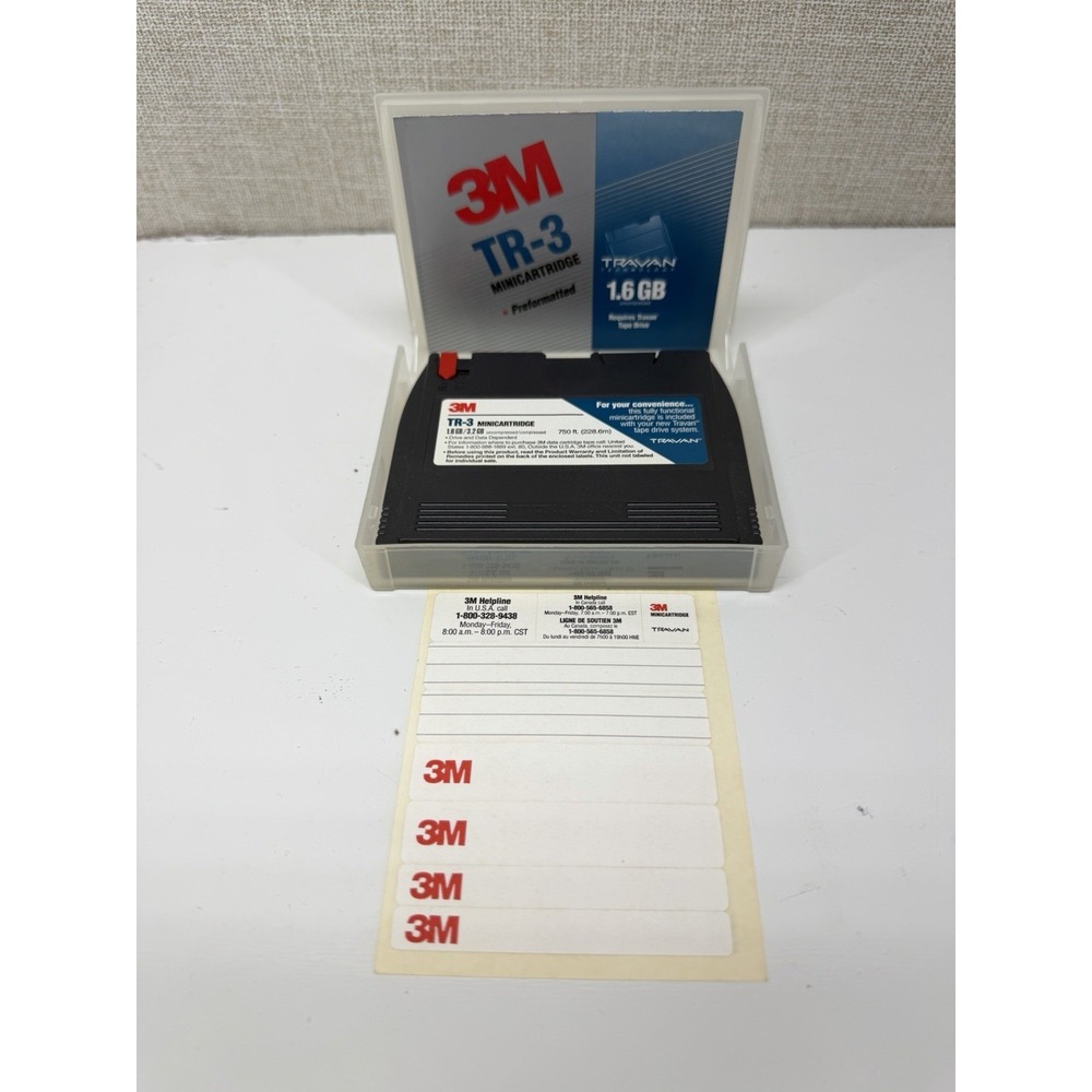 3M TR-3 Travan Mini‎ Cartridge 1.6GB Data Tape w/ Case Vintage Backup